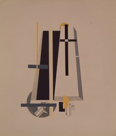 Tabut yapıcılar. A. Kruchenykh, 1920-1921 tarafından Güneşe Karşı Zafer operası için heykelcik by Eliezer Markowich Lissitzky