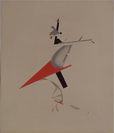 Ruffian. A. Kruchenykh, 1920-1921 tarafından Güneşe Karşı Zafer operası için heykelcik by Eliezer Markowich Lissitzky