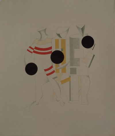 Sporcular. A. Kruchenykh, 1920-1921 tarafından Güneşe Karşı Zafer operası için heykelcik by Eliezer Markowich Lissitzky