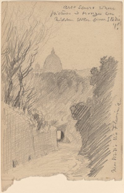 Arco Oscuro - Via Fiaminia Üzerinde, c. 1890. by Elihu Vedder