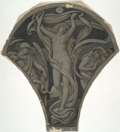 Huntington tavanı için yapılan altmış çalışmadan Luna için karikatür (1926.80) by Elihu Vedder