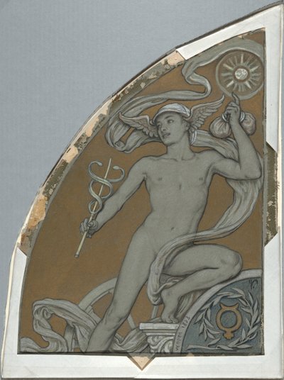 Huntington tavanı için yapılan altmış çalışmadan Merkür için Karikatür (1926.80) by Elihu Vedder