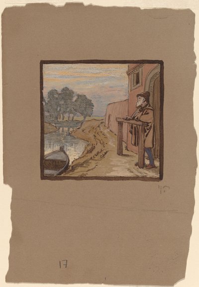 Nehir kenarında yaşlı adam by Elihu Vedder