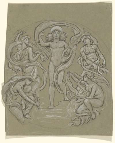 Huntington Tavan Merkezi Dairesi Çalışması: Apollo ve Görevliler by Elihu Vedder