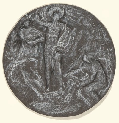 Huntington Tavan Merkezi Tondo için Çalışma: Apollo ve Dört Mevsim by Elihu Vedder