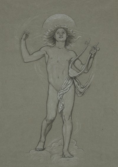 Huntington tavanı için yapılan 60 çalışmadan Apollon Figürü çalışması (1926.80) by Elihu Vedder