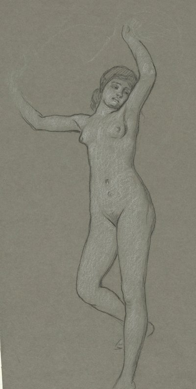 Luna Figürü için Çalışma by Elihu Vedder