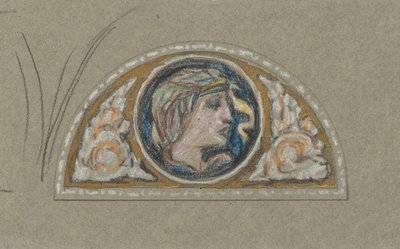 Kadın Kafalı Lunette için Çalışma by Elihu Vedder