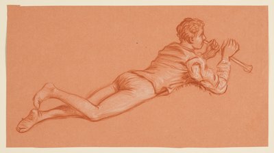 erkek kostümlü bir figürün incelenmesi by Elihu Vedder