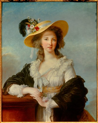 Yolande Gabrielle Martine de Polastron, Polignac Düşesi (1749-1793) Hasır Şapkalı Portresi Marie Elisabeth Louise Vigee Le brun (veya Vigee-Lebrun veya Vigee Lebrun) (1755-1842) 1782 Sun. 0,92x0,73 m - Düşes portresi - Portre by Elisabeth Louise Vigee Lebrun