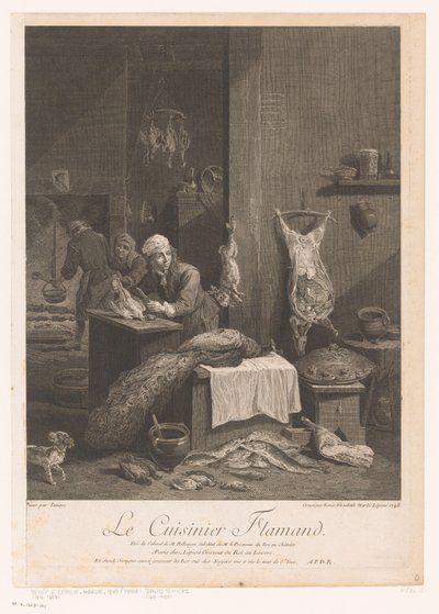 Yemek hazırlayan personel ile mutfak sahnesi Le Cuisinier Flamand (nesne üzerindeki başlık) by Élisabeth Lépicié