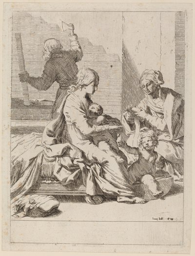 Aziz Elizabeth ve Vaftizci Yahya ile Kutsal Aile by Elisabetta Sirani