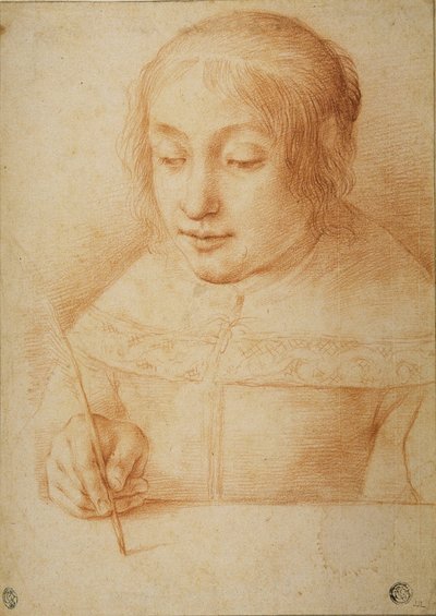 Yazan veya Çizim Yapan Genç Kadın by Elisabetta Sirani