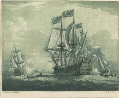 Man-of-War ile Sevkiyat Sahnesi by Elisha Kirkall after Willem van de Velde the Younger