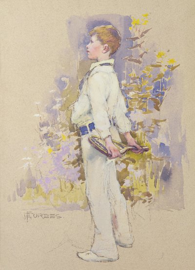 Beyazlar içinde Alec (kağıt üzerine sulu boya) by Elizabeth Adela Stanhope Forbes