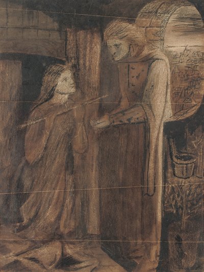 Katip Saunders (arap zamkı ile suluboya ve kağıt üzerinde karalama) by Elizabeth Eleanor Siddal