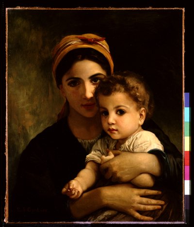 Çocuklu Genç Kız (tuval üzerine yağlıboya) by Elizabeth Jane Gardner Bouguereau