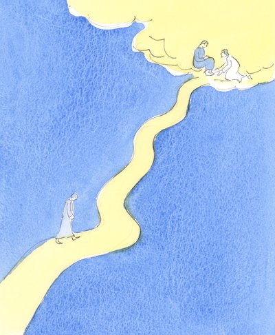 Allah aşkı için komşusunu seven ve kuluna hizmet eden, zorlu bir yoldan Cennete giden, dik yokuşlarla, 2004 (kağıt üzerinde w/c) by Elizabeth Wang