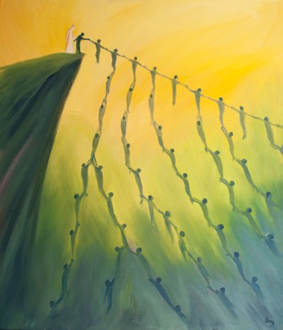 İsa adına tek bir dua, dua ettiğimiz kişiye yardım eder ve sırayla başkalarının hayatına dokunur, 2001 (gemide petrol) by Elizabeth Wang