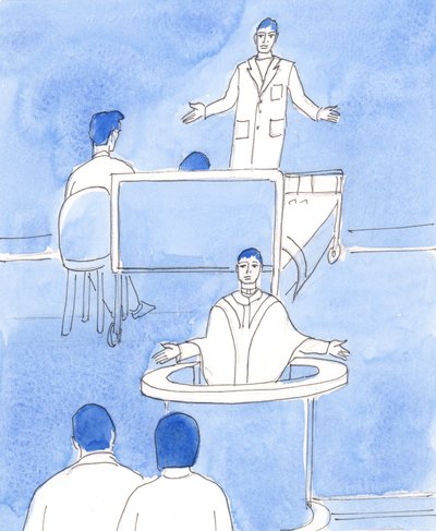 Ciddi bir teşhis koyan bir cerrahın bazen iyileşme umudu çok azdır, 2003 (kağıt üzerinde w/c) by Elizabeth Wang