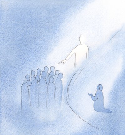 Mesih ruhuma girerken elini uzattı ve duada tuttuğum tüm sevgilileri kutsadı., 2000 (kağıt üzerinde w/c) by Elizabeth Wang
