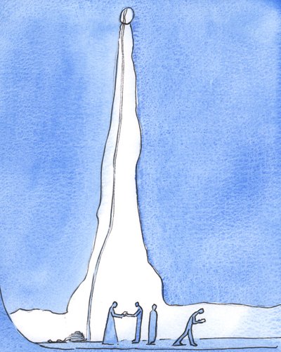 Enkarnasyonunda, sanki Mesih derin bir maden kuyusunda kapana kısılmış ve kaybolmuş insanlara inmiş gibidir, 2003 (kağıt üzerinde w/c) by Elizabeth Wang
