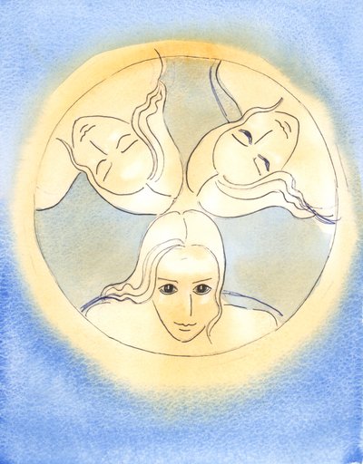 Bu görüntüyle, Rab Üç İlahi Kişinin Tek Tanrı olduğunu hatırlattı - Kutsal ve bölünmemiş, 2003 (kağıt üzerinde w/c) by Elizabeth Wang
