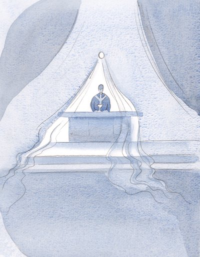 İsa, bu ziyafette İlahi Yemeği yemiş olanları - sanki ince bir beze sarılmış gibi - Cennete doğru çeker., 2001 (kağıt üzerinde w/c) by Elizabeth Wang