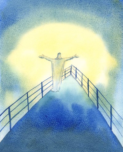 Kutsal Ayin Kurbanı sırasında Mesih Kilisesi ile birlikte, bizim adımıza dua ediyor, 2002 (kağıt üzerinde w/c) by Elizabeth Wang