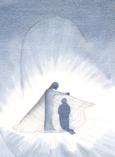İsa, cömertliği sayesinde şimdi giydiğim altın pelerini görmemi sağladı, 2000 (kağıt üzerinde w/c) by Elizabeth Wang
