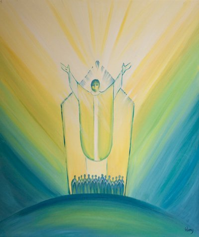 Yüce Rahibimiz Mesih, 2001 Ayininde bizimle ve bizim için dua ediyor (gemide petrol) by Elizabeth Wang