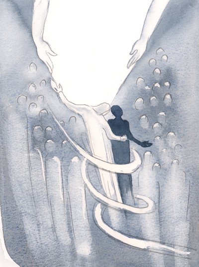 Mesih bana güvence verdi ve ruhumu sevgiyle sardı ve beni ışığa doğru yönlendirdi, 2000 (kağıt üzerinde w/c) by Elizabeth Wang