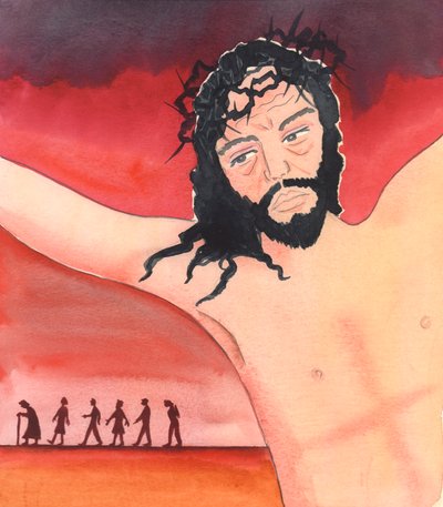 Mesih, şarabın kutsanmasında "Onlar için Kanımı döktüm" diyerek konuştu, 2004 (kağıt üzerinde w/c) by Elizabeth Wang