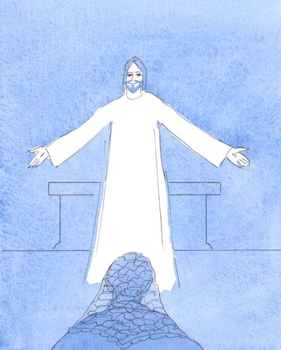 Mesih bana kalbimdeki yardıma muhtaç tüm insanlardan ve diğer tüm endişelerimden bahsetti, 2004 (kağıt üzerinde w/c) by Elizabeth Wang