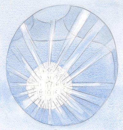 Tanrı lütfunu kalbimizden dökebilir, sanki bir kristalden, başkalarını aydınlatarak, 2000 (kağıt üzerinde w/c) by Elizabeth Wang
