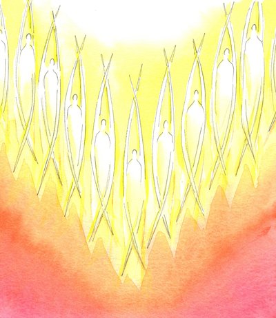 Tanrı Kutsal Melekleri yarattı, 2001 (kağıt üzerinde w/c) by Elizabeth Wang