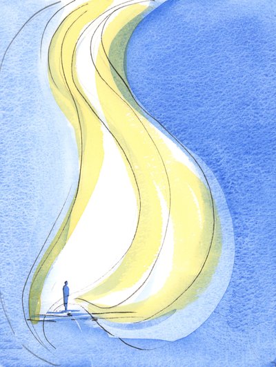 Tanrı basittir: Tanrı aşktır: fışkıran bir aşk, o kadar güçlü ve saf ki O, ya yanan ya da teselli eden bir alev seli gibidir, 2003 (kağıt üzerinde w/c) by Elizabeth Wang