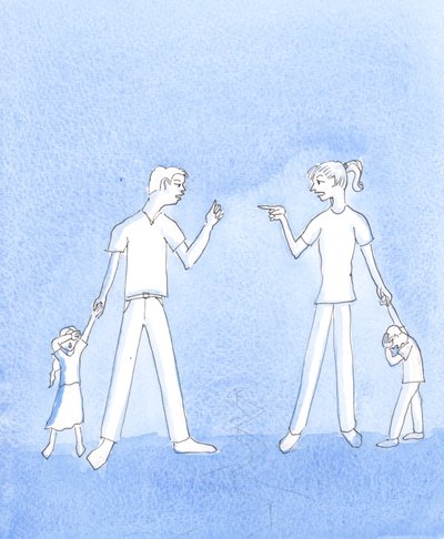 Babamız Tanrı ailelerin yıkıldığını görmek istemez. Eşler arasında şiddet ya da terk edilme görmek istemez. 2005 (kağıt üzerine suluboya) by Elizabeth Wang