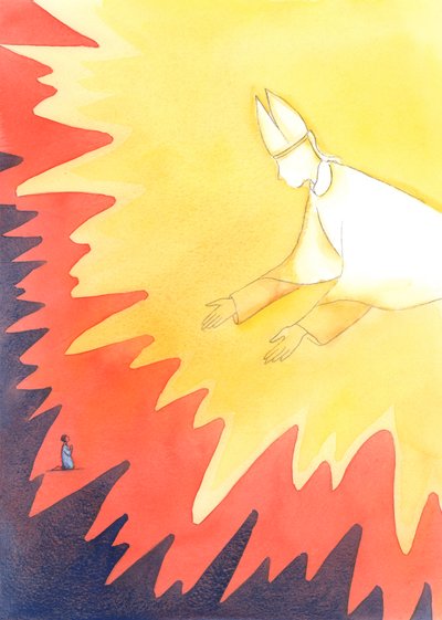 Sevgi dolu Babamız Tanrı, günah ve güven için üzüntü içinde Kendisine dönen her insanı affetmekten zevk alır, 2004 (kağıt üzerinde w/c) by Elizabeth Wang