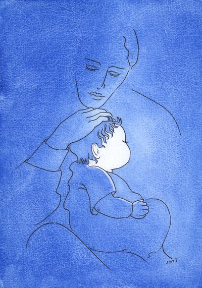 Baba Tanrı bizi şefkatli ve sarsılmaz bir sevgiyle çocukları gibi seviyor, 2002 (kağıt üzerinde w/c) by Elizabeth Wang
