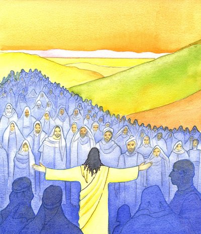 Büyük Kalabalıklar Onu Takip Etti, 2001 (kağıt üzerinde w/c) by Elizabeth Wang