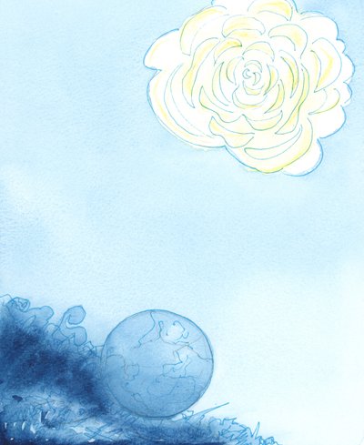 Cennet, kalbinde güzel, parfümlü, göz kamaştırıcı bir sığınak olan büyük bir çiçek olarak temsil edildi, 2003 (kağıt üzerinde w/c) by Elizabeth Wang