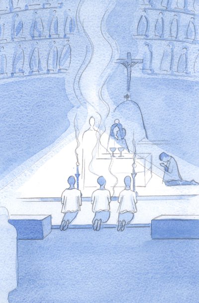 Mesih ciddi ve içten bir hürmetle karşılandığı için ne kadar mutludur: Tanrısallığına yakışır şekilde., 2001 (kağıt üzerinde w/c) by Elizabeth Wang