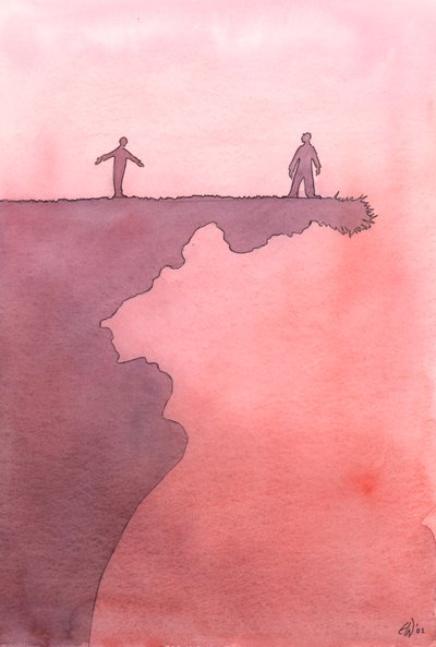 Birisi, belki de farkında olmadan, ahlaki veya manevi tehlikedeyse, onları uyarmak ve yardım etmek bizim açık görevimizdir, 2003 (kağıt üzerinde w/c) by Elizabeth Wang