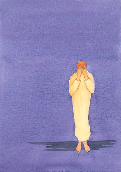 Duanın karanlığında sebat edersek, Tanrı sonunda bizi ışığına ve bilgeliğine ulaştıracaktır, 2000 (kağıt üzerinde w/c) by Elizabeth Wang