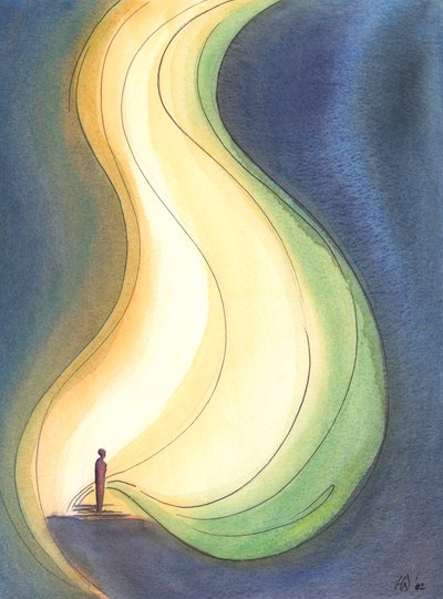 Ona teslim olursak, Kutsal Ruh ruhlarımızı ışık, sevgi, saflık, barış ve güçle dolduracaktır, 2003 (kağıt üzerinde w/c) by Elizabeth Wang
