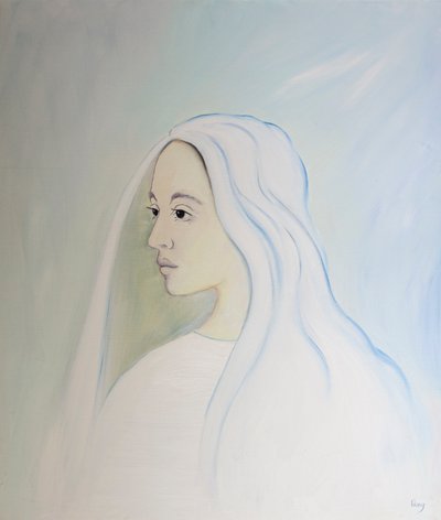 Cennette Bakire Meryem, oğlunun yeryüzünde olan her şeyle ilgili endişesini paylaşıyor, 2000 (gemide petrol) by Elizabeth Wang
