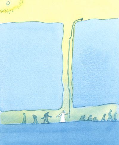 Sefaletimizde ve günahımızda, bir kömür madeninde yeraltına hapsolmuş insanlar gibiyiz, 2003 (kağıt üzerinde w/c) by Elizabeth Wang