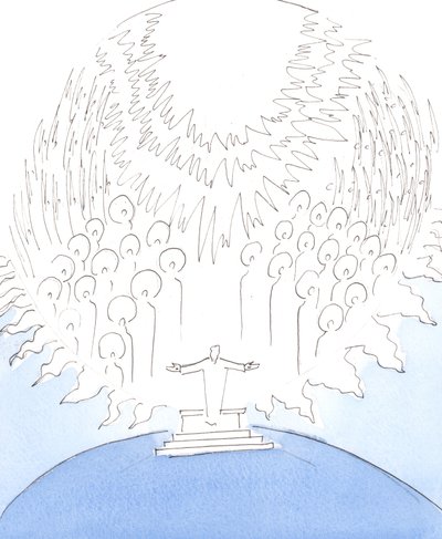 Sanki Cennet bir kilise tapınağına kadar inmiş gibi, 2004 (kağıt üzerinde w/c) by Elizabeth Wang