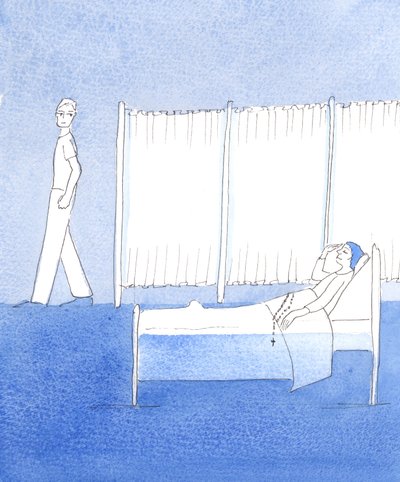 Hastalık sırasında bile duada sebat etmek önemlidir, 2004 (kağıt üzerine suluboya) by Elizabeth Wang